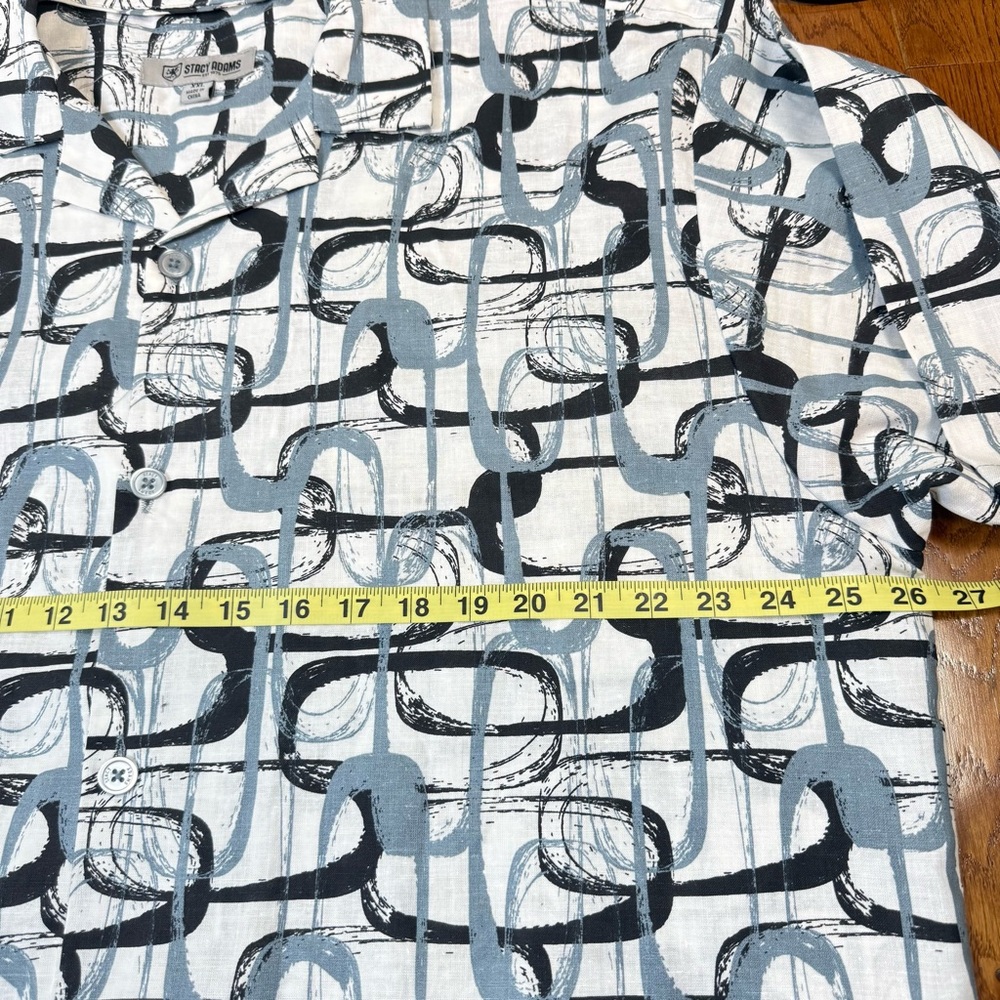 Stacy Adams Mens Button-down Shirt sz XXL Linen Bold Geo Pattern Collared NEW - Picture 12 of 14